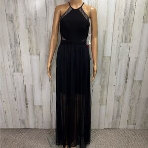 Morgan & Co. Black Halter Maxi Dress‎